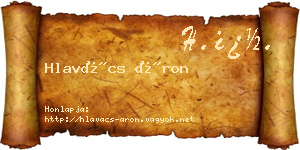 Hlavács Áron névjegykártya